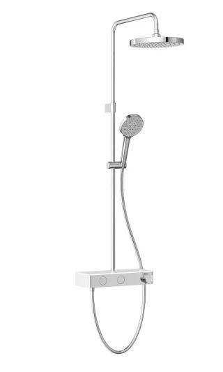 VitrA Core Round Thermostat-Duschsystem mit Kopf- und Handbrause Wandmontage Chrom,A47311EXP A47311EXP