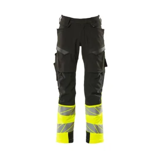 MASCOT Herren Hose mit Knietaschen ACCELERATE SAFE Schwarz / Hi-vis Gelb 54 - 19179-511-0917-82C54