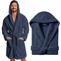 CALMONT Herrenbademantel CALMONT - Bademantel Herren aus 100% Baumwolle Frottee mit Kapuze, Kapuze, Gürtel, Kapuze, Große Taschen, Gürtel, Aufhängeschlaufe