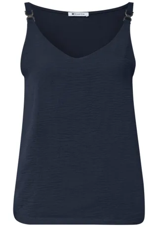 Street One - Top mit V-Ausschnitt blau - Gr. - 34