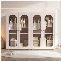 Flieks Kinderkleiderschrank (2-St) 2 Set * 2-türiger Schrank mit Kleiderstange Acryl-Türen 80×50×120cm