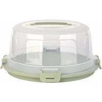 Engelland Kuchentransportbox mit Griff, Deckel und 4-fach Klick-Verschluss, rund, Kunststoff, (36,50 cm x H 17,50 cm, BPA-frei), spülmaschinengeeignet, lebensmittelecht, Stückeinteilungshilfe