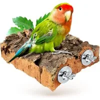 Kork-Deko.de Vogelspielplatz Vogel Sitzbrett Korkrinde 15×15 cm – großes Kork Sitzbrett für Vögel