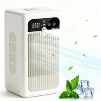 MOPUEA Standventilator 3-in-1 Luftkühler mit 500ml Tank, Sprühnebel & LED Display, 500ml Tank, Sprühkühlung, LED Display, Timer, leise