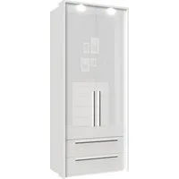 OTTO home Drehtürenschrank Piano, inklusive Rahmen und Beleuchtung, soft-close-Funktion (viele Breiten zur Auswahl, 226cm hoch, mit jeweils 2 Schubladen) beige oder weiß, UV lackiert, Hochglanzfronten, FSC-zertifiziert