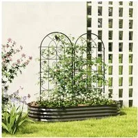 Outsunny Rankhilfe 2er Set, rostfrei, mit Vogeldesign, 50x120 cm Spalier für Zimmerpflanzen, 2 St., Rankgitter Metall, für Tomaten Blumen Kletterpflanzen Schwarz