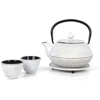ECHTWERK Geschirr-Set Teeservice im Vintage-Design (4-tlg), Gusseisen, Teekanne 0,8L, Sieb abnehmbar, Teebereiter, Untersetzer + 2 Teetassen
