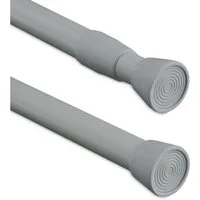 relaxdays Duschvorhangstange Graue Teleskopstange Edelstahl, Ø 20 mm, ausziehbar, ohne Bohren, geklemmt, Edelstahl, 130 - 220 cm