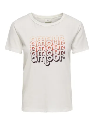 JDY - JDYMICHIGAN LIFE S/S PRINT TOP JRS Cloud Dancer - Gr. - S