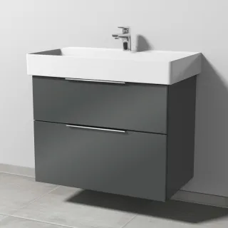 Sanipa 3way Waschtischunterbau zu Duravit Dura Square Waschtisch mit 2 Auszügen, Anthrazit-Glanz UF42879
