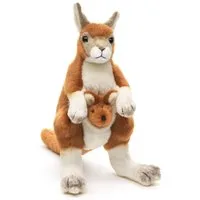 Teddys Rothenburg Kuscheltier Känguru mit Baby braun 25 cm Plüschkänguru Stofftier
