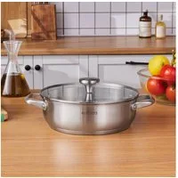 Karaca Kasserolle Karaca Elite Edelstahl-Kasserolle Flach 24 cm 3 L