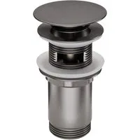 Lomadox Ablaufventil, grau, Titanium, für Waschbecken mit und ohne Überlauf, Pop-Up Funktion