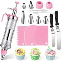 BlingBin Tortenwerkzeug Sahnespritze Garnierspritze Edelstahl, Tortenspritze mit 6 Tüllen, (16er Set, 16-tlg., 16 Stück), Spritztüllen Set Wiederverwendbar für Gebäck Kuchen Torten Dekorieren