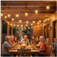 HOMCOM Lichterkette LED Partylichterkette, 15-flammig, RGBW, Fernbedienung, Timer, IP44, erweiterbar