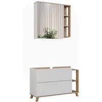 Vicco Badmöbel-Set Karen, Sonoma/Weiß, 2 Teile, (2-St., 2er Set)