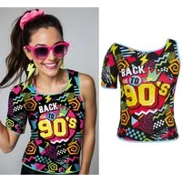 Fiestas Guirca Kostüm, 90s Disco Outfit Neon Design Mit Style Farbexplosion Karneval Look Par