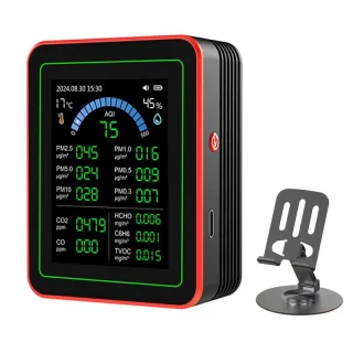 18-in-1 Air Quality Detector Formaldehyde CO TVOC CO2 PM1.0 PM2.5 Monitor Temperature Humidity High Precision Portable S
