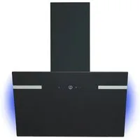 PKM Wandhaube Dunstabzugshaube 60cm Schwarz Glasschirm LED Hintergrundbeleuchtung Dunstabzugshaube 60cm Schwarz Glasschirm LED Hintergrundbeleuchtung, Touch Control Bedienung, schwarze Glasfront, Hintergrundbeleuchtung