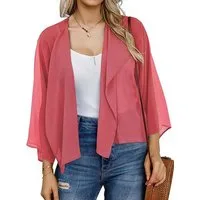 Bwecuy Bolero Damen Chiffon Bolerojacke Elegant Sommer Cardigan 3/4 Ärmel