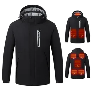 Winter Smart Heated Cotton Jacket For Men Warm Plus Velvet Thickened Down Cotton Jacket Heating USB Charging Outdoor Jac