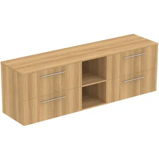 Ideal Standard Möbel-Set 200cm i.life B 4 Auszüge 2 mi.off.Fächer Gr.Chrom Eiche Natur, T5848NX T5848NX