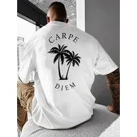 RMK T-Shirt Herren Shirt Basic Rundhals Palme Urlaub aus 100% Baumwolle