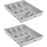 Engelland Besteckkasten Besteckeinsatz für Schubladen 30 cm (Vorteils-Set, 2 St., 38 x 29 x 5 cm), BPA-frei, robuster PP-Kunststoff, für alle handelsüblichen Schubladen