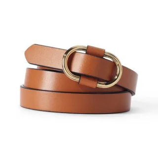 Stufenlos verstellbarer schmaler Ledergürtel für Damen, Damen, size: regular, Braun, Leder, by Lands' End