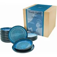 CreaTable Teller-Set Nordic Fjord (12-tlg), 6 Personen, Steinzeug, Tafelservice, 6 Speiseteller Ø 26 cm, 6 Suppenteller Ø 22,5 cm