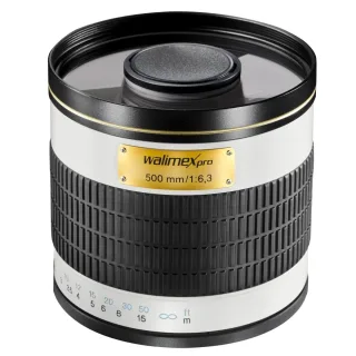 Walimex Pro 500mm 1:63 DSLR Spiegel-Teleobjektiv (Filtergewinde 34mm) für T2 Objektivbajonett weiß