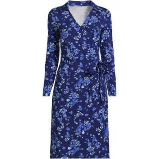 Wickelkleid aus Baumwolle/Modal-Mix für Damen, Damen, size: regular, Blau, Baumwolle Modal, by Lands' End