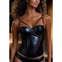 petite fleur gold Corsage aus Lederimitat, mit Push-up-Kissen, sexy Dessous, Reizwäsche