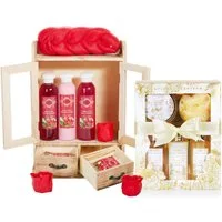 BRUBAKER Pflege-Geschenkset 2 in 1 Pflegeset Cranberry & Vanilla Rose Minze - Wellness Set, 15-tlg., Damen Dusch- und Badeset - Frauen Beauty Geschenkset mit Dekoration