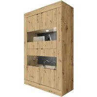 Home affaire Vitrine Basic Höhe 162 cm, Standvitrine mit 4 Türen - Metallgriffe, Stauraumvitrine in moderner Rahmenoptik, Hochschrank, Anrichte