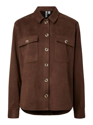 PIECES - PCRAKEL BRUSHED SHACKET Chicory Coffee - Gr. - XS