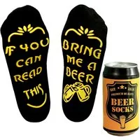 Lucadeau Socken Vatertagsgeschenk für Männer, Socken mit Spruch " bring mir Bier" (1 Paar) rutschfest, Gr. 37-44, Geschenke für Männer, Geburtstagsgeschenk