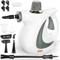 AIBISTAR Handdampfreiniger Dampfreiniger, 3 Bar, 450ml, 12 Zubehör, Steam Cleaner für Haushalt, 1050 W, 12-teiliges,Für Böden, Fliesen, Polster, Fenster, Auto & mehr