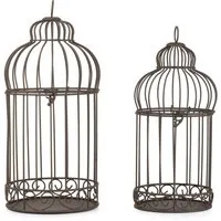 Moritz Hängedekoration Dekorativer Vogelkäfig 2er Set Metall antik braun Vintage Deko