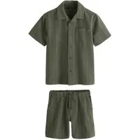 Next Shirt & Shorts Strukturiertes Kurzarmhemd und Shorts im Set (2-tlg)
