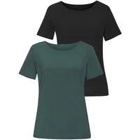 LASCANA T-Shirt mit Rundhals-Ausschnitt (2er-Pack) aus luftiger Baumwoll-Modal-Qualität