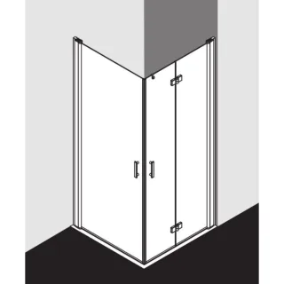 Kermi Diga Eckeinstiegshälfte Pendel-Falttür DI2CR07018VAK 70x185cm, silber hochglanz, ESG klar, rechts, auf Duschwanne