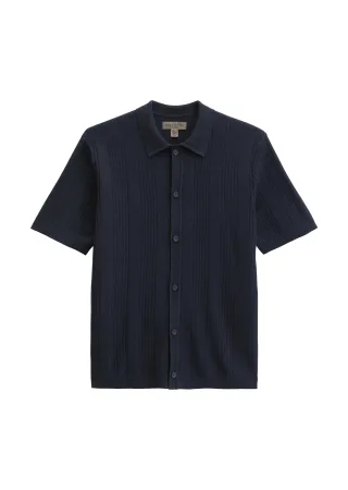 Marc OPolo Casual - Kurzarm-Feinstrickshirt DFB Travel Collection Deep Night Blue - Gr. - XL