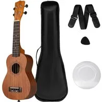COSTWAY Ukulele, 21 Zoll Massivholz Ukulelen-Set mit Tragetasche, Plektrum