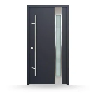 Stahltür Holzoptik in Anthrazit, 1000 x 2000 mm, DIN links nach innen öffnend, Stahl-Aluminium, Modell Berheim, online konfigurierbar