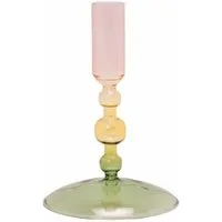 EJA International Kerzenhalter Glas - Grün, Pink, Gelb (1 St), 15,5 x 10 x 10 cm