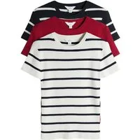 The Set Kurzarmshirt The Set gerippte T-Shirts aus Strick, 3er-Pack (3-tlg)