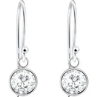LÖB Paar Ohrhänger 925 Silber Ohrringe Hängend Zirkonia Stein Tropfen Rund Anhänger 6mm (Geschenke für Frauen Damen Beste Freundin Mutter Mama Ehefrau Oma sie zum Geburtstag Schmuck Sommer, Inkl. Schmuckbox), Ohrhänger Strass Glitzer Brautschmuck Tro