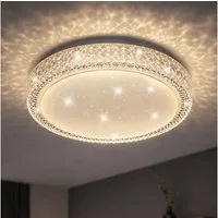 GLOBO LIGHTING LED Deckenleuchte, LED-Leuchtmittel fest verbaut, Kaltweiß, Warmweiß, Neutralweiß, Tageslichtweiß, Farbwechsel, LED Deckenleuchte Sterneneffekt Kristalle Tageslichtlampe CCT rund