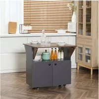 HOMCOM Esstisch Klappbarer Klapptisch mit Rolle, Stauraum, Esszimmertisch (mobiler Küchentisch, 1-St., Klapptisch für 2-4 Personen), für Kleine Räume, Esszimmer 70 x 83 x 75 cm, Hellgrau+Dunkelbraun